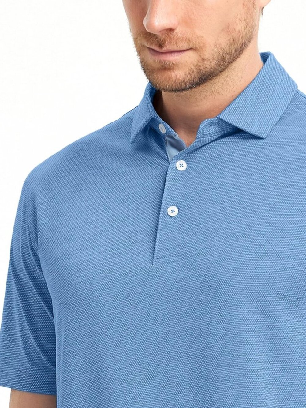 Mens Classic Blue Heather Short Sleeve Performance Moisture Wicking Active Tee - Picture 3 of 6